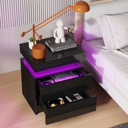 Nachttisch rgb led - nachttisch, hochglanz